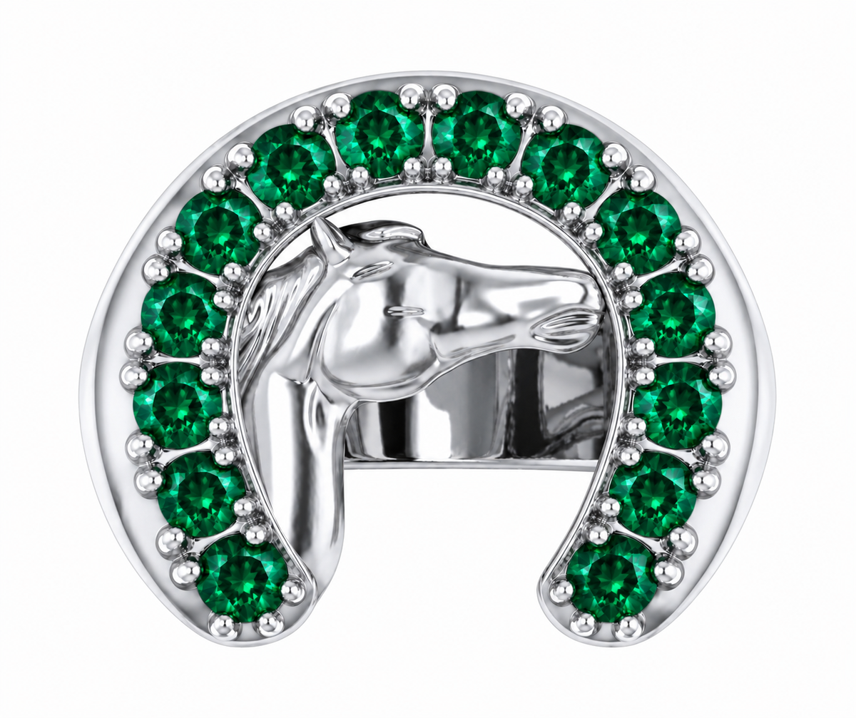 Emerald Horseshoe Ring Silver925