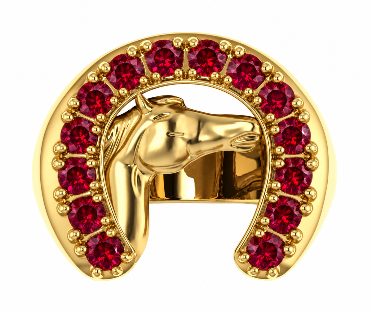Ruby Horseshoe Ring Silver925 × 18K Gold Plated